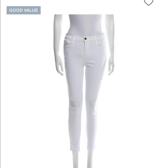FRAME Le High Skinny Crop in Blanc Transit White Destroyed Stretch Jeans - Picture 4 of 9